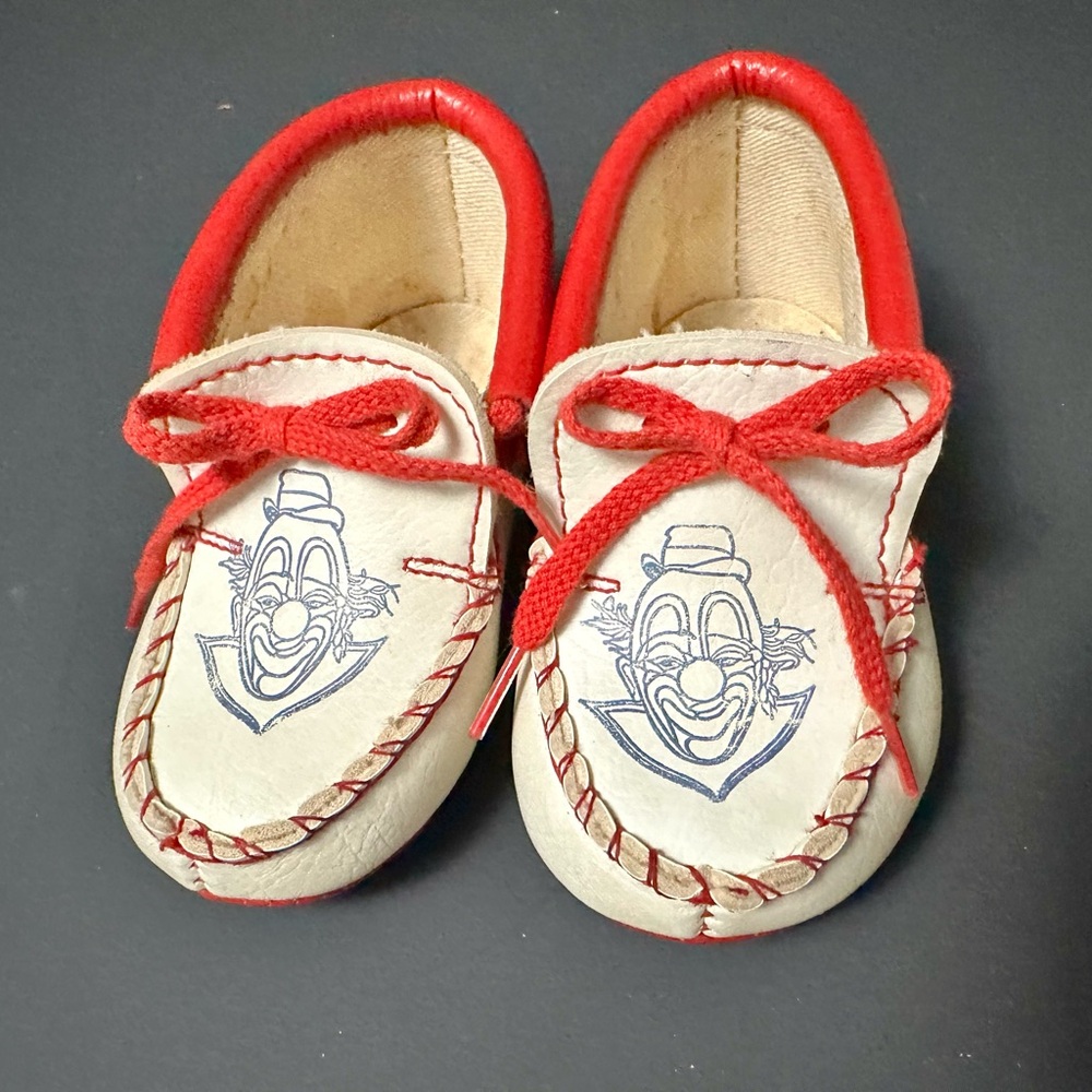 Vintage Kandy Kisses Clown Baby Moccasins